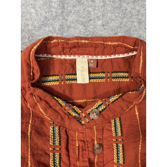 Anthropologie Pilcro Orange Indi Embroidered Button Down Blouse Size M - Picture 7 of 9